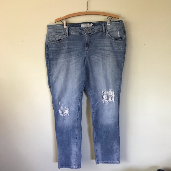 torrid Denim - Torrid Denim Distressed Knee Lace Skinny Jeans